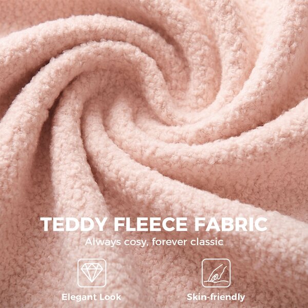 HOMCOM výškově nastavitelná židle z teddy fleece s otočnými kolečky a funkcí naklápění, nosnost 120 kg — růžová toaletní/stolní židle | Aosom