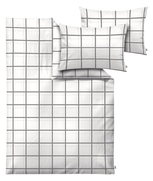 S.Oliver Saténové ložní povlečení, 200 x 220 cm (bílá/šedá) (100398453002)