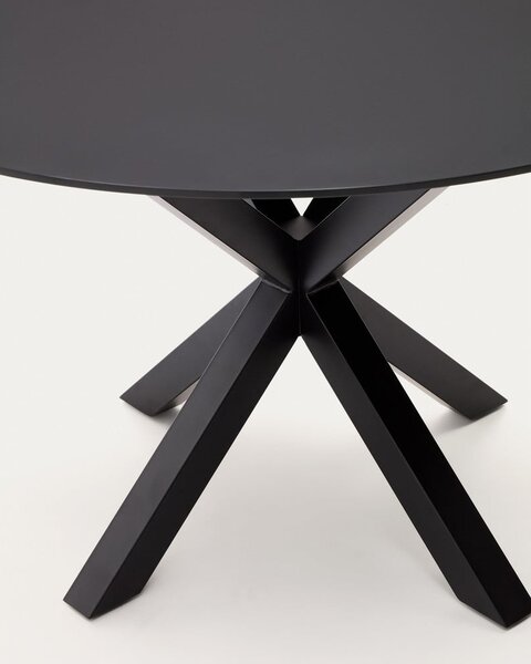 Černý kulatý jídelní stůl se skleněnou deskou ø 120 cm Argo – Kave Home