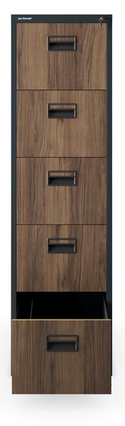Plechová kartotéka, 5 zásuvek SARA V5, 460 x 1630 x 620 mm, Eco Design: antracitová/ ořech