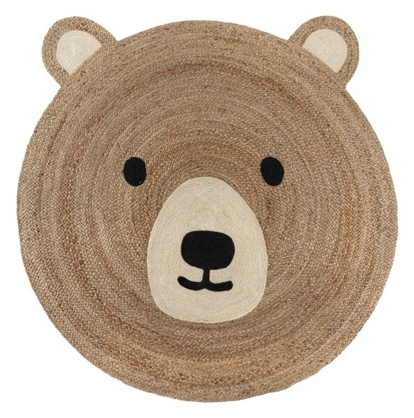 Jutový dětský koberec v přírodní barvě 100x100 cm Bertie Bear – Flair Rugs