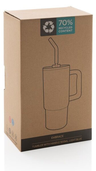 Velký nerezový termohrnek Embrace, 900ml, XD Design, světle modrý