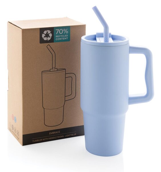 Velký nerezový termohrnek Embrace, 900ml, XD Design, světle modrý