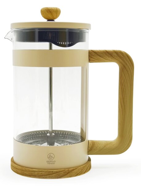 French press Leopold Vienna Franca, béžový, 0,6 l, borosilikátové sklo, jemné nerezové sítko