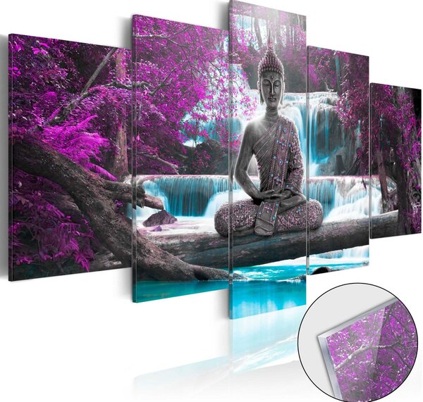 Obraz na akrylátovém skle - Vodopád a Buddha 200x100