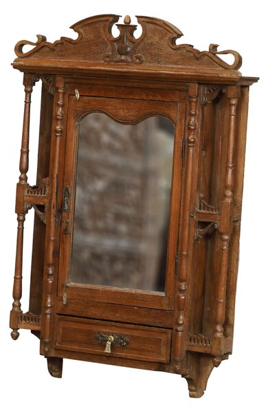 Skříňka se zrcadlem z teakového dřeva, 74x14x108cm