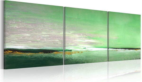 Ručně malovaný obraz - Zelené mořské pobřeží 150x50