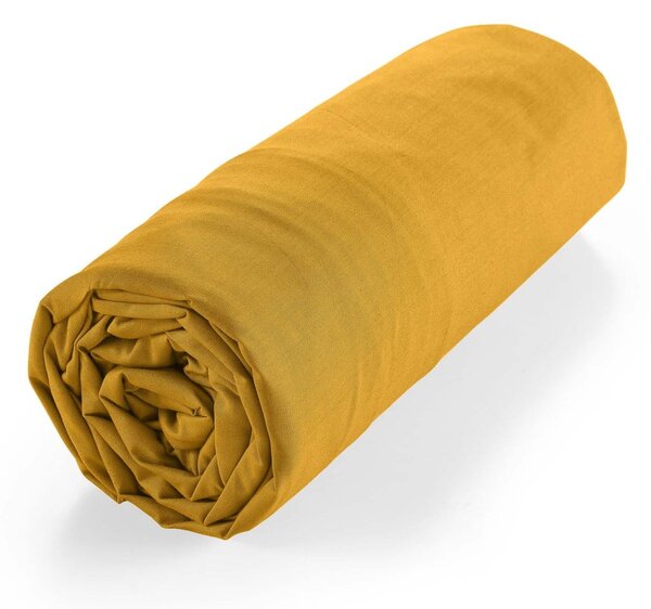 Žluté napínací prostěradlo z Bio bavlny 160x200 cm Biolina – douceur d'intérieur