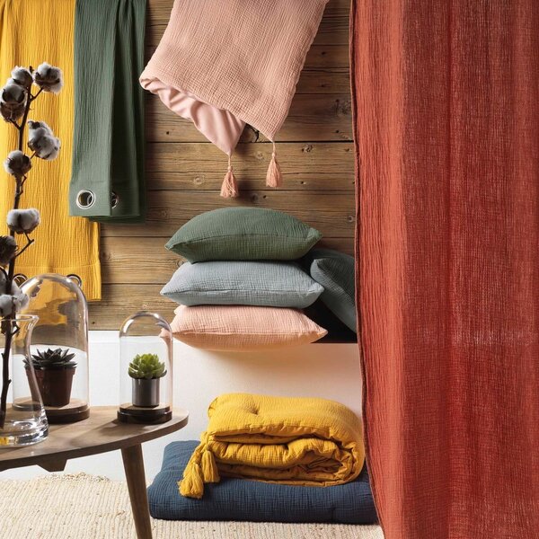 Prodloužené mušelínové povlečení na dvoulůžko v cihlové barvě 220x240 cm Angelia – douceur d'intérieur