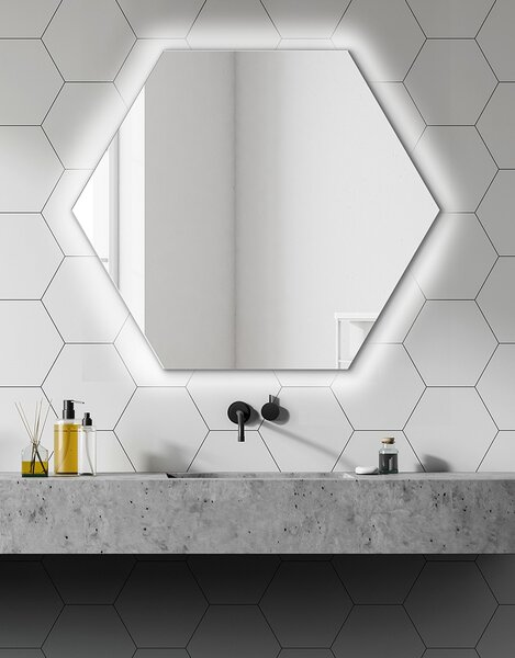 Zrcadlo Puro Hexagon LED 80 x 69,3 cm