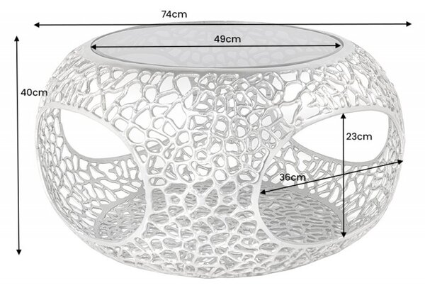 Konferenční stolek LEAF 75 CM stříbrný/černé sklo Nábytek | Obývací pokoj | Konferenční stolky | Kulaté