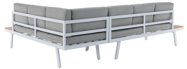 KONDELA Zahradní set, bílá ocel/dub/světle šedá, PELOR