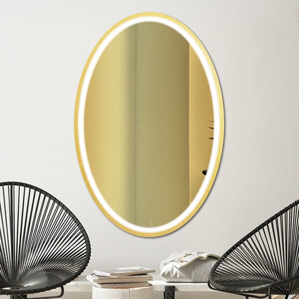 Gaudia Zrcadlo Nordic Oval Gold LED - gold glass Rozměr: 45 X 65 cm
