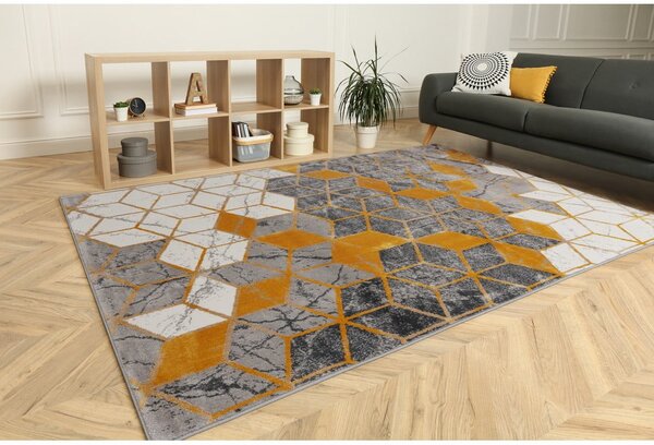 Koberec v okrově žluté a šedé barvě 160x230 cm Soft – FD