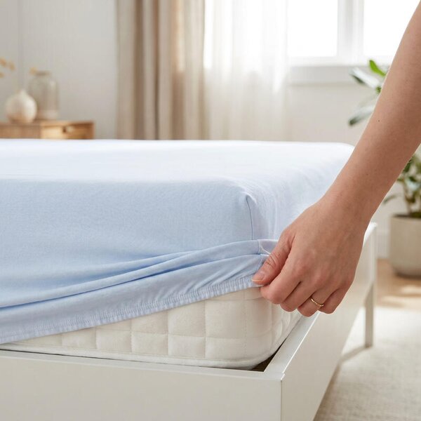 Napínací prostěradlo JERSEY ELASTIC LYCRA světle modrá výška matrace do 30 cm 90 x 200 cm