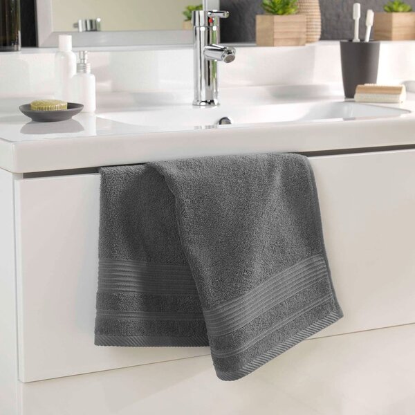 Tmavě šedý froté bavlněný ručník 50x90 cm Tendresse – douceur d'intérieur
