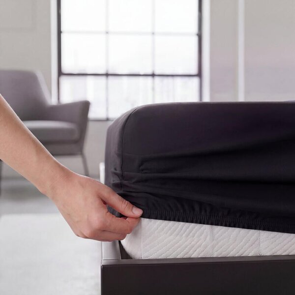 Napínací prostěradlo JERSEY ELASTIC LYCRA černá výška matrace do 30 cm 90 x 200 cm