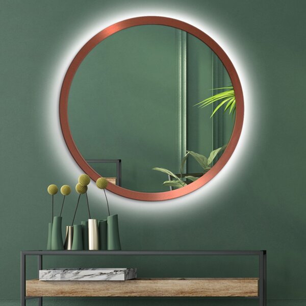 Zrcadlo Balde Copper LED o 95 cm
