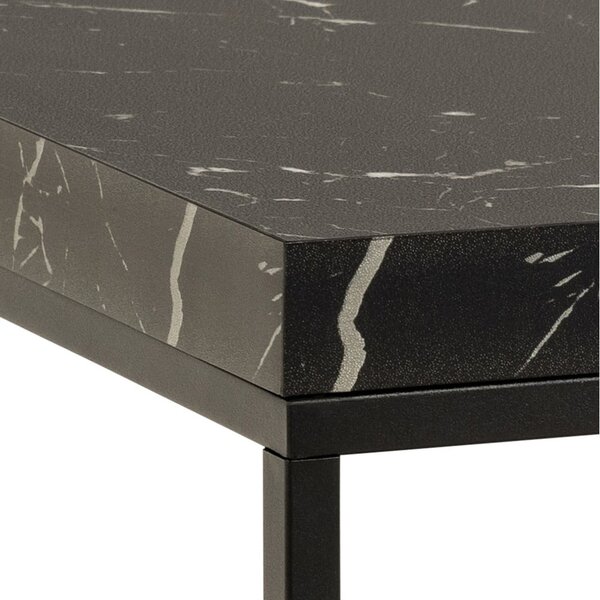 Černý konferenční stolek s deskou v dekoru mramoru 60x60 cm Barossa – Actona