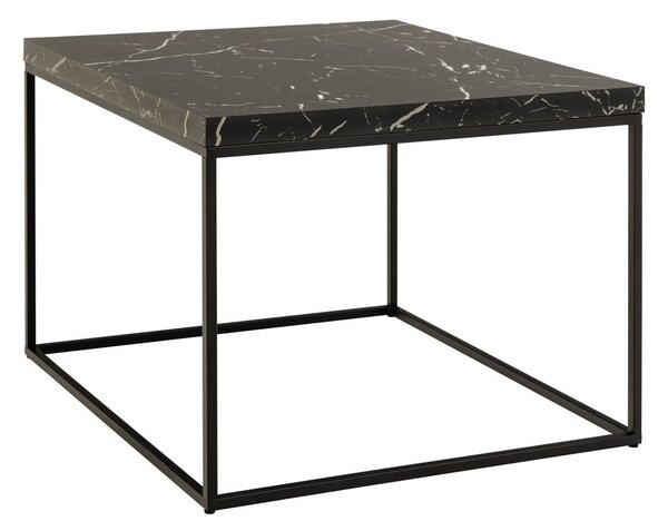 Černý konferenční stolek s deskou v dekoru mramoru 60x60 cm Barossa – Actona