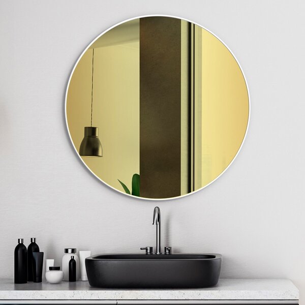Gaudia Zrcadlo Slim White - gold glass Rozměr: ø 45 cm