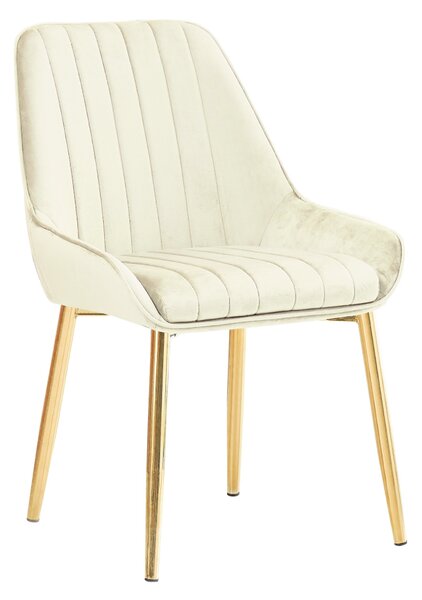 Jídelní židle LUXURY - látka Velvet, zlatý chrom / béžová