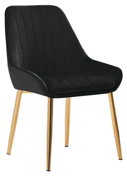Jídelní židle LUXURY - látka Velvet, zlatý chrom / černá