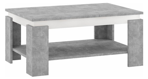 KONDELA Konferenční stolek, beton/bílá, PIANI