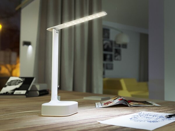 PANLUX s.r.o. Stolní LED lampička ROBIN MUSIC s bluetooth reproduktorem, bílá