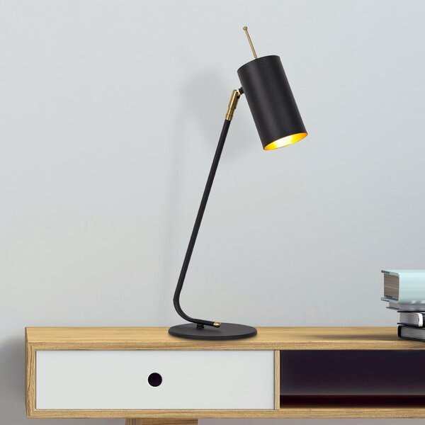 Černá/ve zlaté barvě stolní lampa s kovovým stínidlem (výška 55 cm) Sivani – Opviq lights