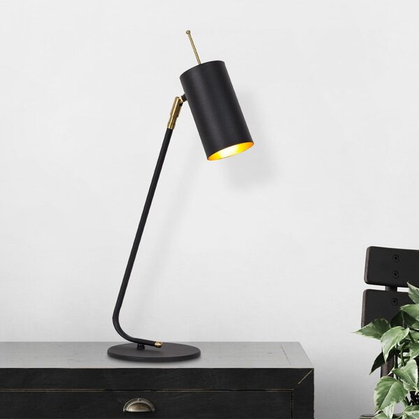 Černá/ve zlaté barvě stolní lampa s kovovým stínidlem (výška 55 cm) Sivani – Opviq lights