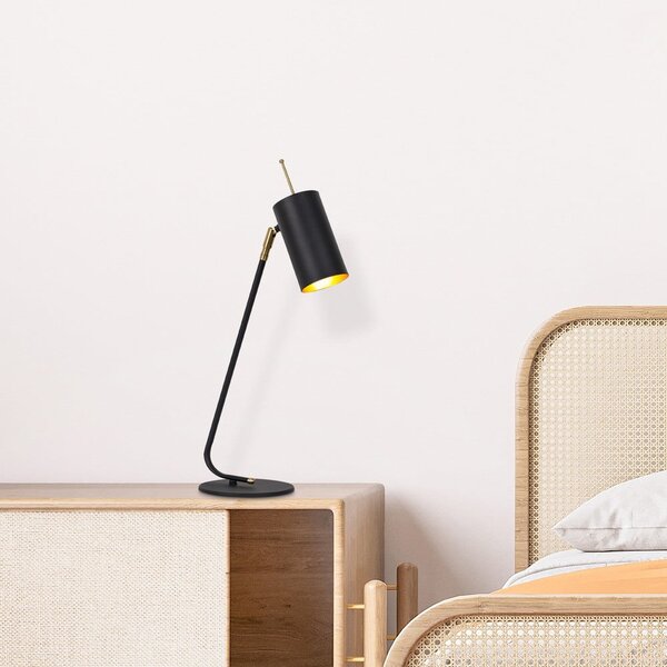 Černá/ve zlaté barvě stolní lampa s kovovým stínidlem (výška 55 cm) Sivani – Opviq lights