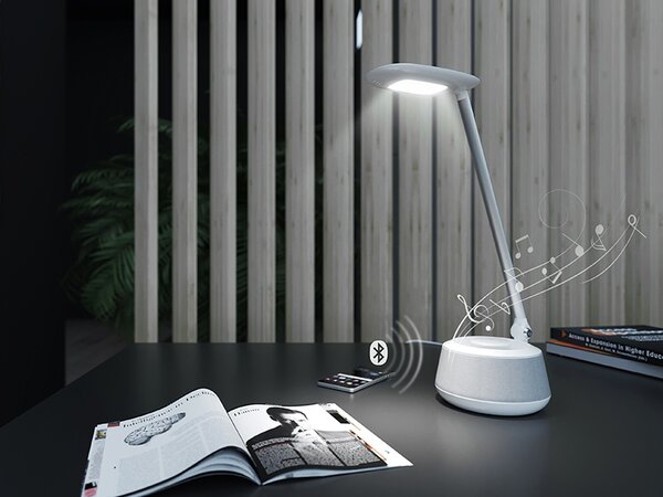PANLUX s.r.o. Stolní LED lampička MOANA MUSIC s bluetooth reproduktorem, bílá - neutrální