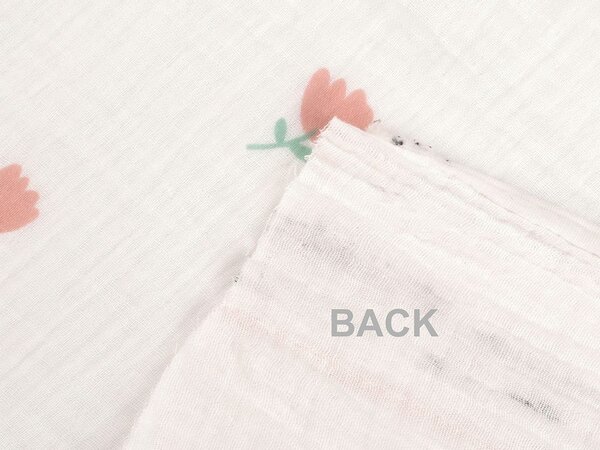 Mušelín / gázovina tulipány METRÁŽ - Off White