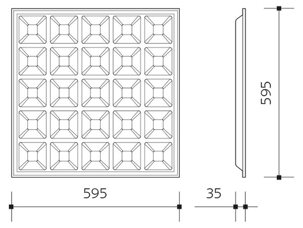 PANLUX s.r.o. PANLUX LED PANEL EVO UGR 19 vestavný čtvercový 600x600 24W - neutrální