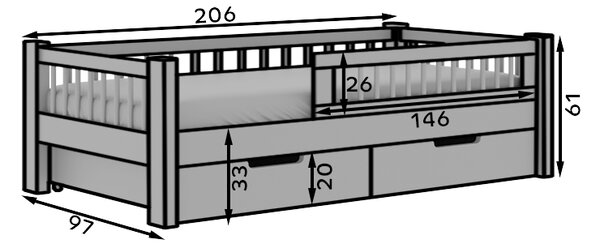 Dětská postel s úložným prostorem 90x200 - Flora Bílá
