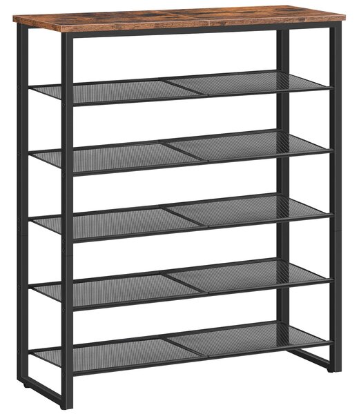 Botník Houseland Riko 6 polic hnědý/černý
