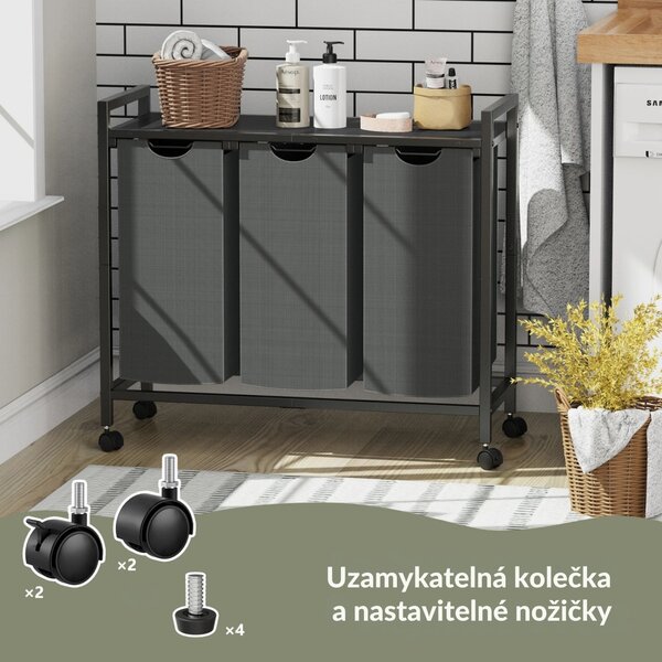 Koš na prádlo Houseland Endy 120 l šedý/černý