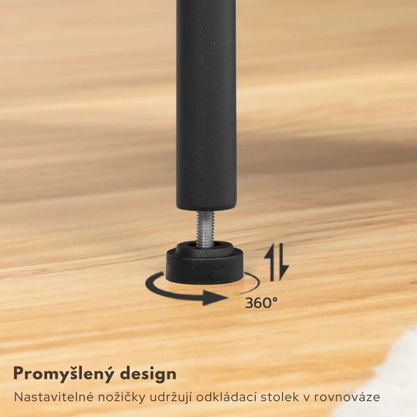 Odkládací stolek Houseland Lela s nabíjecí stanicí a USB hnědý/černý