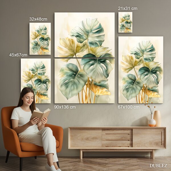 DUBLEZ | Botanický obraz listů - Monstera | UV tisk, Premium