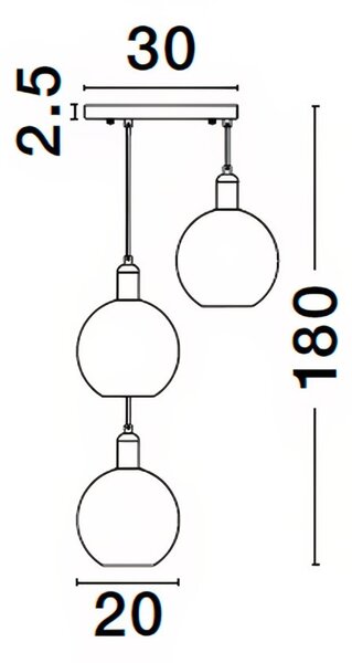 Kouřově šedé skleněné závěsné světlo Nova Luce Mirro 30 cm