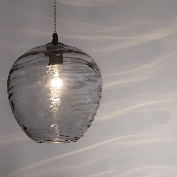Světle šedé skleněné závěsné světlo Nova Luce Evleen 25 cm