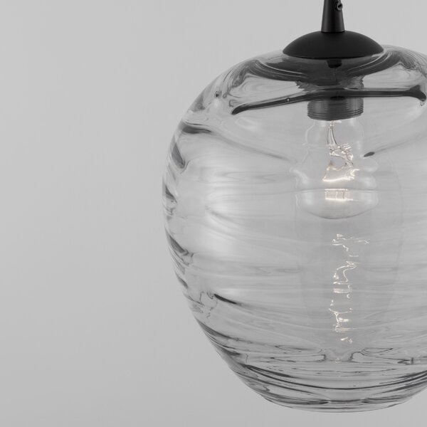 Světle šedé skleněné závěsné světlo Nova Luce Evleen 25 cm