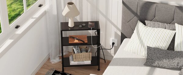 Odkládací stolek s nabíjecí stanicí a USB Houseland Qler černý