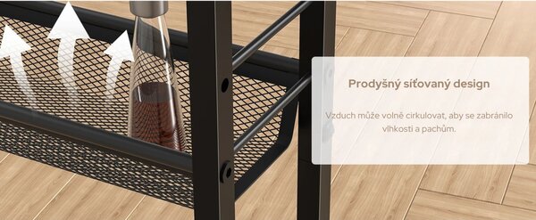 Pojízdný kuchyňský regál Houseland Luva hnědý/černý