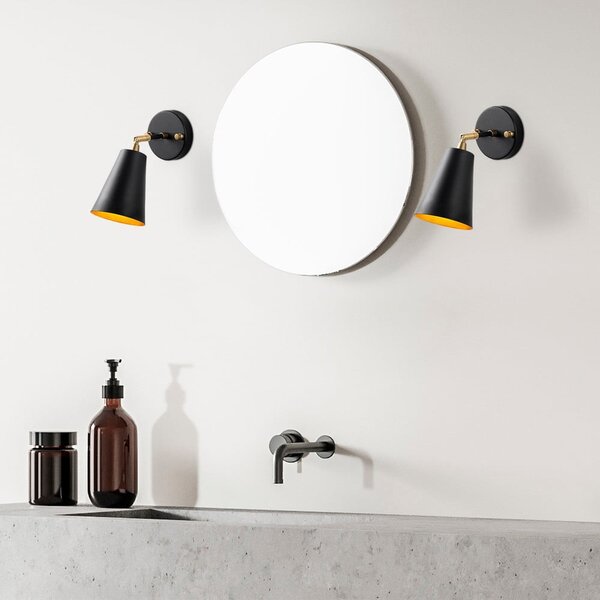 Černé/ve zlaté barvě nástěnné svítidlo ø 10 cm Evander – Opviq lights