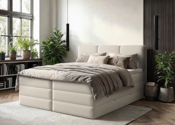 POSTEL BOXSPRING, 180/200 cm, krémová MID.YOU - Postele s úložným prostorem, Online Only