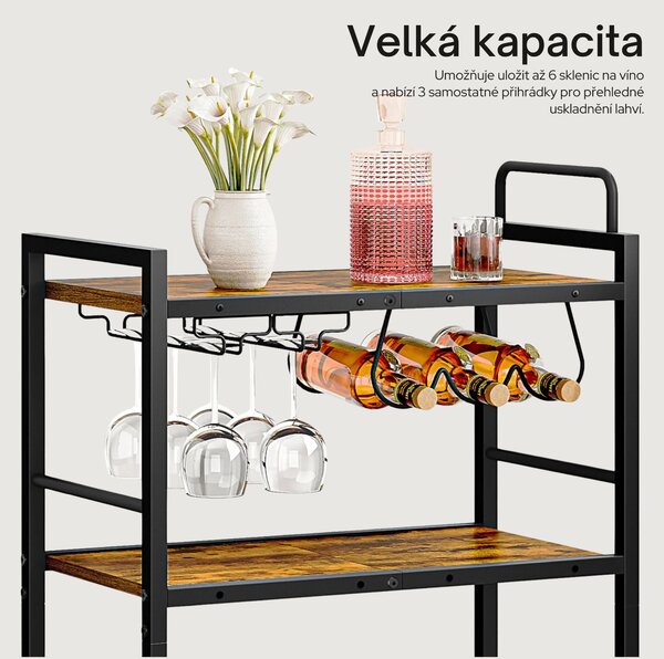 Servírovací vozík Houseland Lexo hnědý/černý