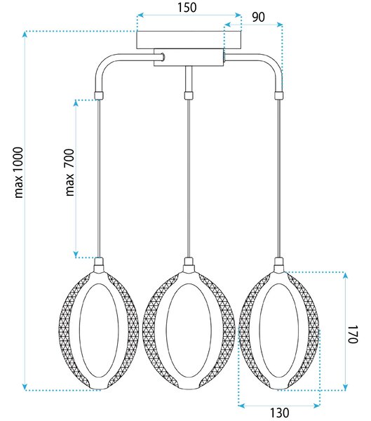 Toolight Závěsné LED osvětlení Modern Circle G176-3CP zlaté