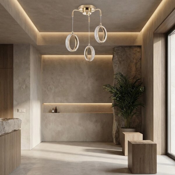 Toolight Závěsné LED osvětlení Modern Circle G176-3CP zlaté